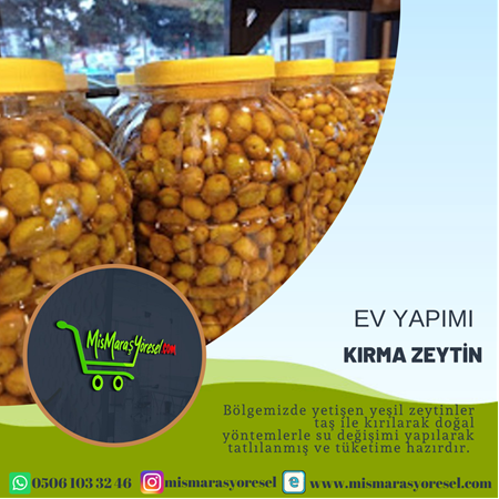 Tatlılanmış Yeşil Kırma Zeytin (3KG)